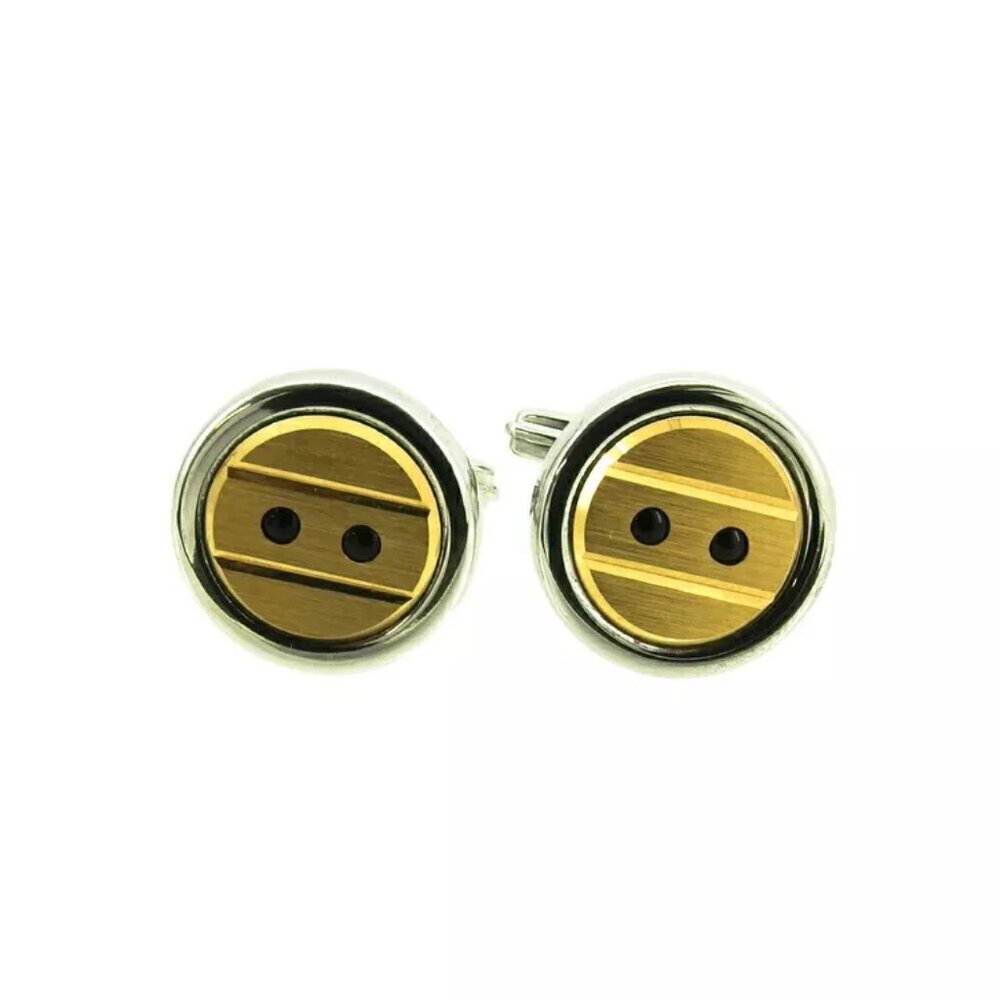 S.T.Dupont Cufflinks Button Design Silver & Gold … - image 2